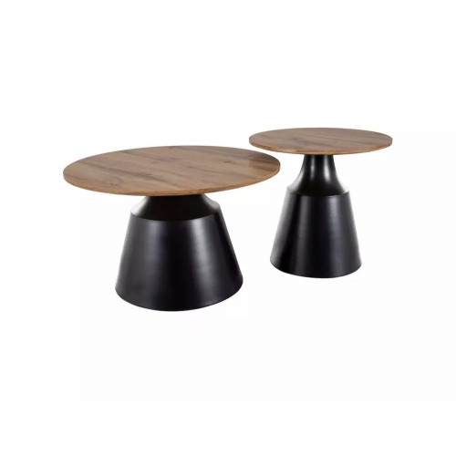 Kafijas galdiņu komplekts ITAKA melns/ozols artisan